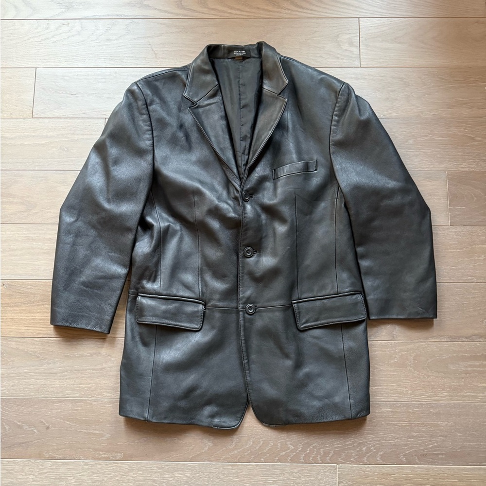 Vintage Black Leather Blazer